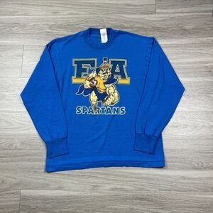 Vintage Shirt Mens Large Blue FAA Spartans 90s Single Stitch Retro